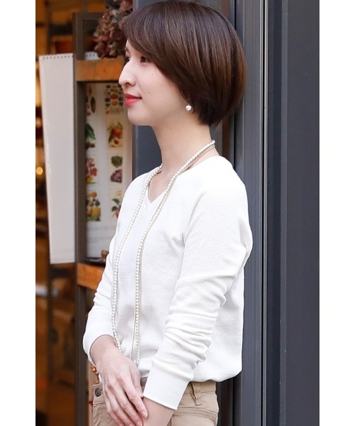 ElegChic（エレグシック）の「コットン ロング Tシャツ 長袖 （Tシャツ/カットソー・レディース・グレー/ホワイト/カーキ/ネイビー/ブラック・M/L/XL/XXL/4L）」の13枚目の写真