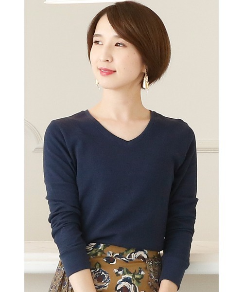 ElegChic（エレグシック）の「コットン ロング Tシャツ 長袖 （Tシャツ/カットソー・レディース・グレー/ホワイト/カーキ/ネイビー/ブラック・M/L/XL/XXL/4L）」の15枚目の写真