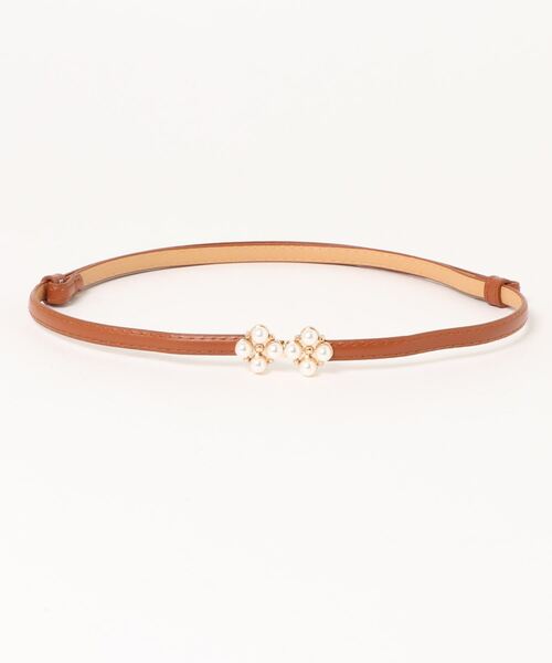 Burner（バーナー）の「【OKUOKU　0909】パールビジュー細ビットベルト（ベルト・レディース・ホワイト/ブラック/キャメル/レッド/ブラウン・FREE）」の4枚目の写真