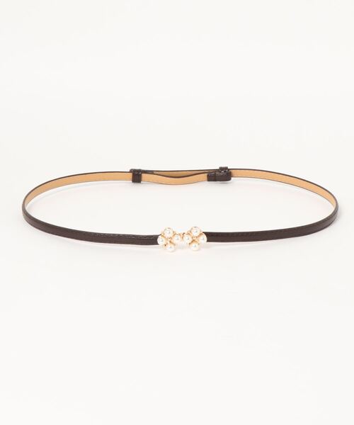 Burner（バーナー）の「【OKUOKU　0909】パールビジュー細ビットベルト（ベルト・レディース・ホワイト/ブラック/キャメル/レッド/ブラウン・FREE）」の3枚目の写真