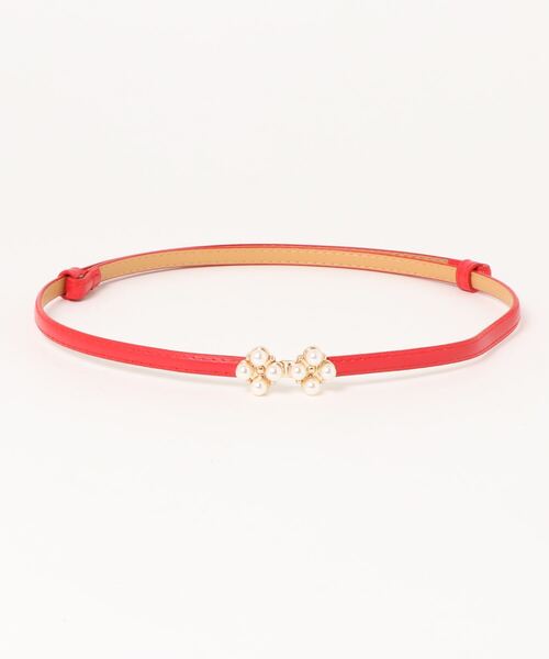 Burner（バーナー）の「【OKUOKU　0909】パールビジュー細ビットベルト（ベルト・レディース・ホワイト/ブラック/キャメル/レッド/ブラウン・FREE）」の5枚目の写真