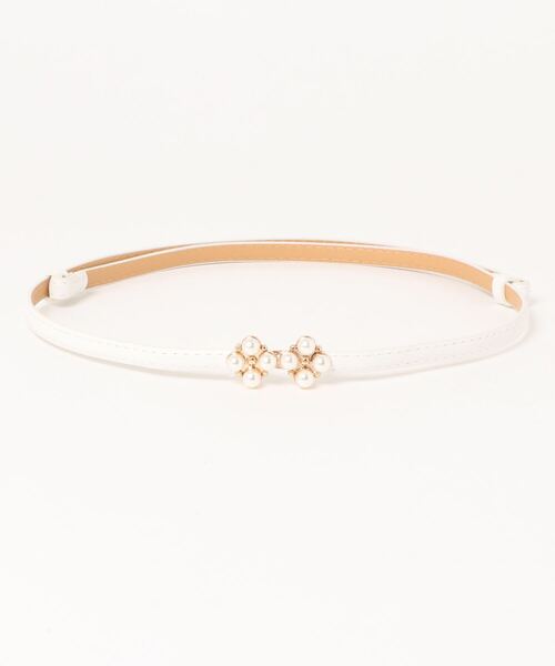 Burner（バーナー）の「【OKUOKU　0909】パールビジュー細ビットベルト（ベルト・レディース・ホワイト/ブラック/キャメル/レッド/ブラウン・FREE）」の2枚目の写真