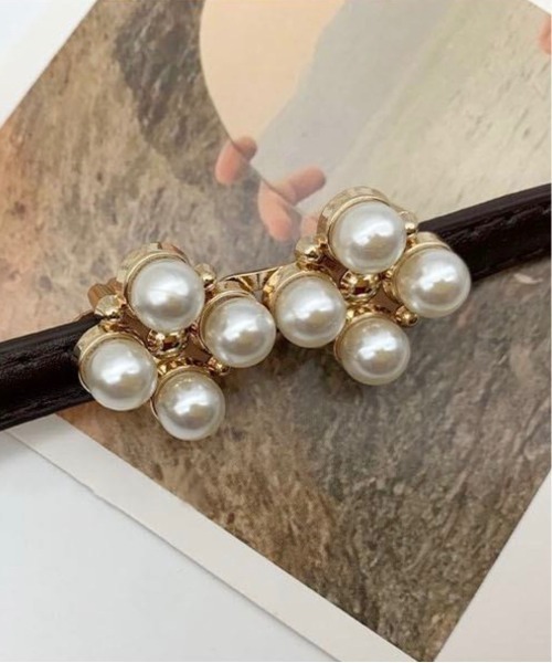 Burner（バーナー）の「【OKUOKU　0909】パールビジュー細ビットベルト（ベルト・レディース・ホワイト/ブラック/キャメル/レッド/ブラウン・FREE）」の7枚目の写真