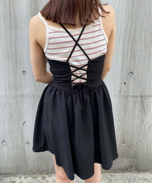 Charles Chaton（シャルルシャトン）の「レースアップキャミドレス（ワンピース・レディース・ブラック/アイボリー・36/34）」の9枚目の写真