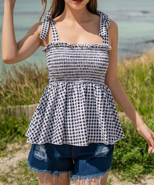 D&G BEACHWEAR ３点セット セール】デニムパンツ付き シャーリングトップスセパレート3点