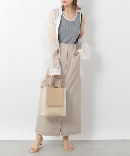 Heather（ヘザー）の「フロントスリットサスツキＩラインスカート　947724（スカート・レディース・ブラック/ベージュ・FREE）」の5枚目の写真