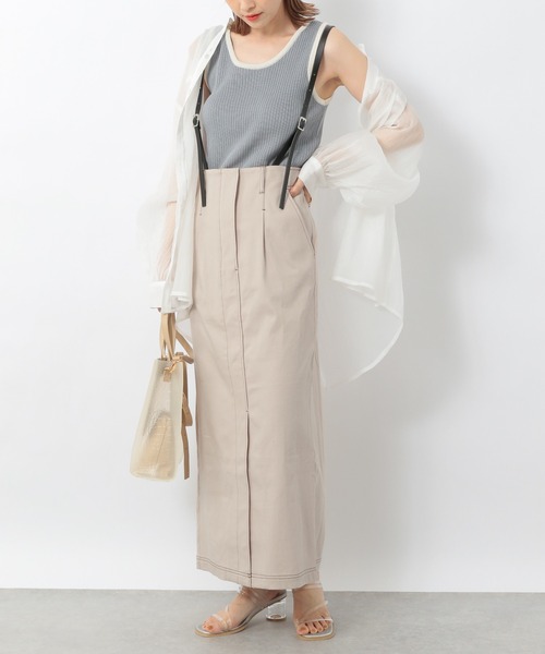 Heather（ヘザー）の「フロントスリットサスツキＩラインスカート　947724（スカート・レディース・ブラック/ベージュ・FREE）」の6枚目の写真