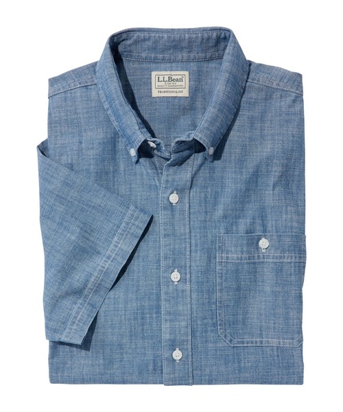 L.L.Bean（エルエルビーン）の「コンフォート・ストレッチ・シャンブレー・シャツ、トラディショナル・フィット（ゆったりフィット）　半袖 ジャパン・フィット（シャツ/ブラウス・メンズ・インディゴブルー/ライトブラウン/グリーン/グレー・SMALL/MEDIUM/LARGE/X-LARGE/XX-LARGE）」の7枚目の写真