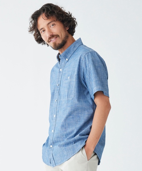 L.L.Bean（エルエルビーン）の「コンフォート・ストレッチ・シャンブレー・シャツ、トラディショナル・フィット（ゆったりフィット）　半袖 ジャパン・フィット（シャツ/ブラウス・メンズ・インディゴブルー/ライトブラウン/グリーン/グレー・SMALL/MEDIUM/LARGE/X-LARGE/XX-LARGE）」の10枚目の写真