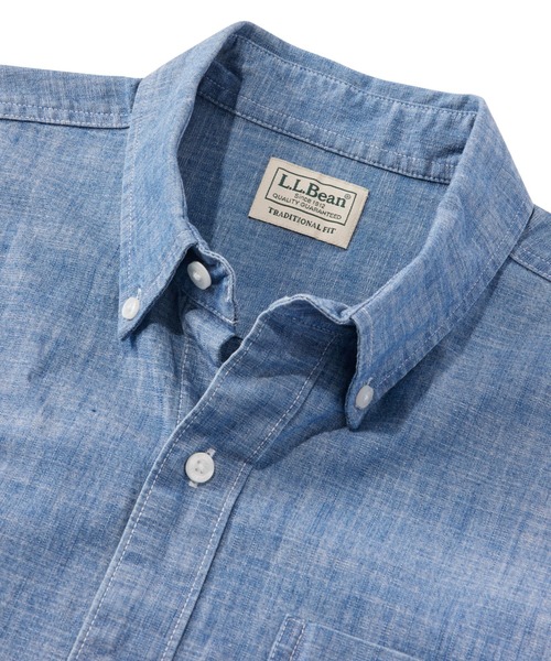 L.L.Bean（エルエルビーン）の「コンフォート・ストレッチ・シャンブレー・シャツ、トラディショナル・フィット（ゆったりフィット）　半袖 ジャパン・フィット（シャツ/ブラウス・メンズ・インディゴブルー/ライトブラウン/グリーン/グレー・SMALL/MEDIUM/LARGE/X-LARGE/XX-LARGE）」の22枚目の写真