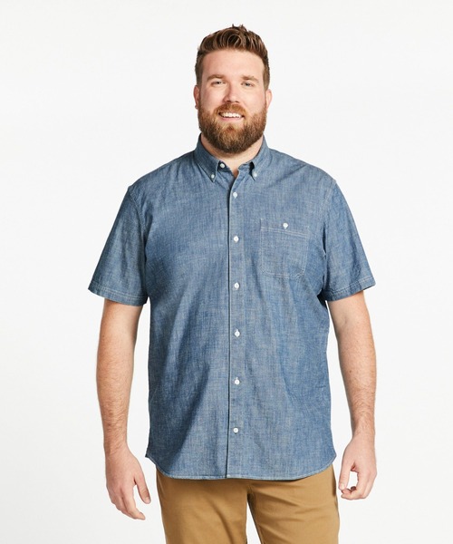 L.L.Bean（エルエルビーン）の「コンフォート・ストレッチ・シャンブレー・シャツ、トラディショナル・フィット（ゆったりフィット）　半袖 ジャパン・フィット（シャツ/ブラウス・メンズ・インディゴブルー/ライトブラウン/グリーン/グレー・SMALL/MEDIUM/LARGE/X-LARGE/XX-LARGE）」の20枚目の写真