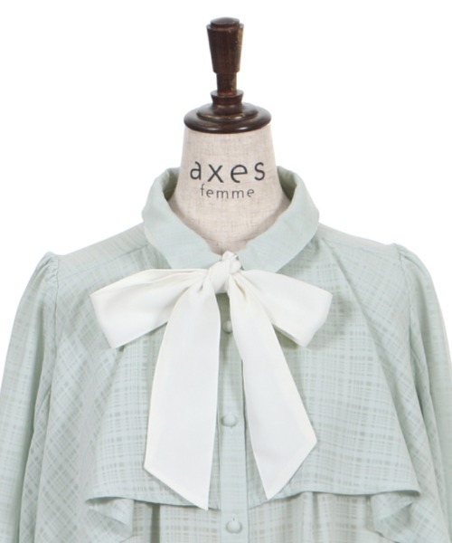 axes femme ビッグリボンチュニック　ミントグリーン　ミニワンピース リボン付きプリーツミニワンピース | outlet | axes femme