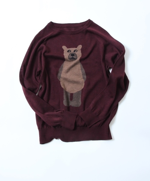 coen(コーエン)の「クマちゃんモチーフニットプルオーバー(ニット/セーター・レディース・ネイビー/ワイン・LARGE/MEDIUM)」の9枚目の写真