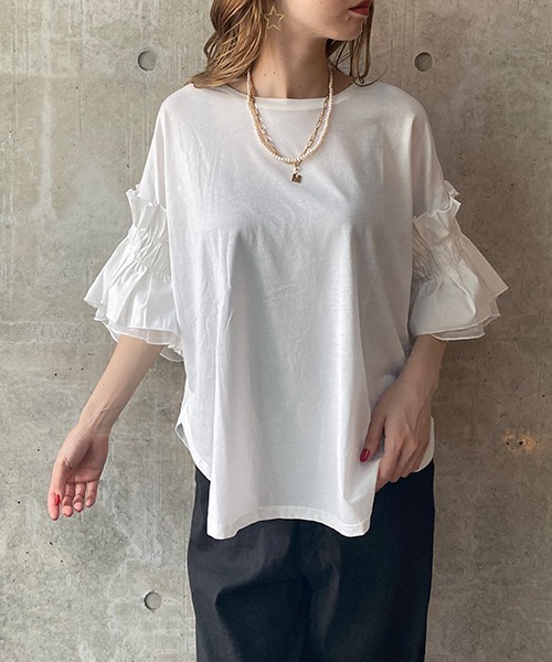 LUGIVA ルギヴァ フリルデザインTシャ sale LUGIVA ルギヴァ フリルデザインTシャツ | セレクトショップ BLUE