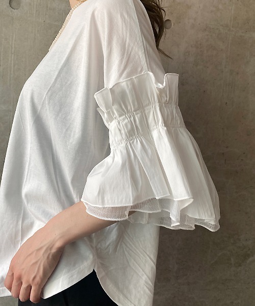 LUGIVA ルギヴァ フリルデザインTシャ sale LUGIVA ルギヴァ フリルデザインTシャツ | セレクトショップ BLUE