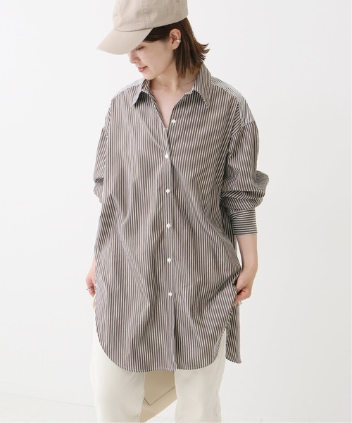 Spick & Span(スピックアンドスパン)の「コンビネーション ストライプシャツ◆(シャツ/ブラウス・レディース・ブラウン/サックスブルー・FREE)」の6枚目の写真