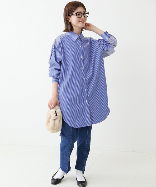 Spick & Span(スピックアンドスパン)の「コンビネーション ストライプシャツ◆(シャツ/ブラウス・レディース・ブラウン/サックスブルー・FREE)」の9枚目の写真