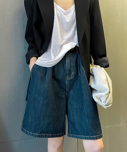 me+em select(ミームセレクト)の「★ハイウエストデニムバミューダパンツ(デニムパンツ・レディース・ブルー/ネイビー・LARGE/MEDIUM)」の7枚目の写真