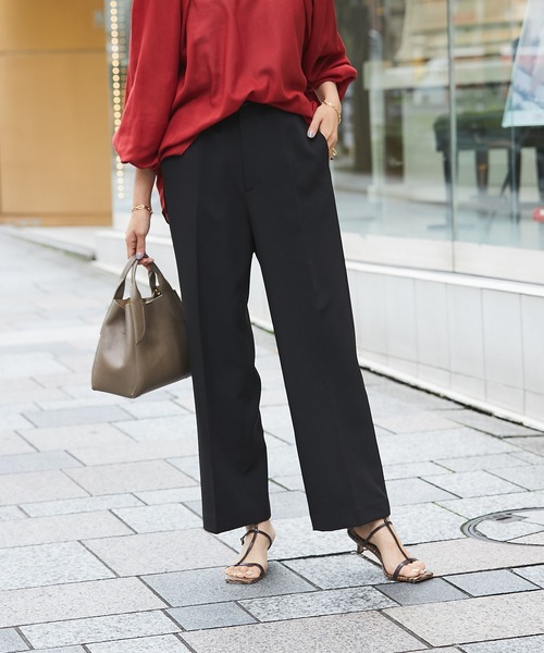 RIVE DROITE（リヴドロワ）の「イージーな穿き心地で無理せずキレイ見え　ダブルクロスイージーストレートパンツ（その他パンツ・レディース・ブラック/ライトベージュ/ボルドー・36/38）」の14枚目の写真