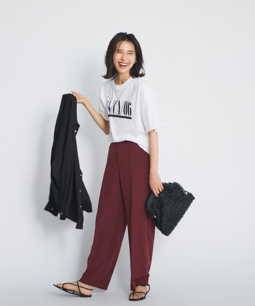 RIVE DROITE（リヴドロワ）の「イージーな穿き心地で無理せずキレイ見え　ダブルクロスイージーストレートパンツ（その他パンツ・レディース・ブラック/ライトベージュ/ボルドー・36/38）」の13枚目の写真