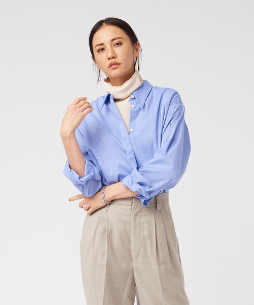 qualite（カリテ）の「ロングポイントシャツ（シャツ/ブラウス・レディース・オフホワイト/ブルー・フリー）」の2枚目の写真