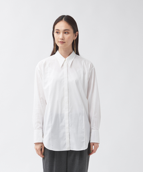 qualite（カリテ）の「ロングポイントシャツ（シャツ/ブラウス・レディース・オフホワイト/ブルー・フリー）」の7枚目の写真