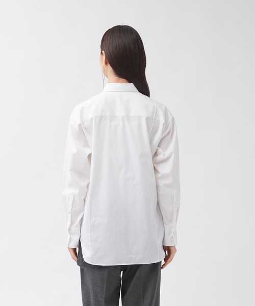 qualite（カリテ）の「ロングポイントシャツ（シャツ/ブラウス・レディース・オフホワイト/ブルー・フリー）」の14枚目の写真