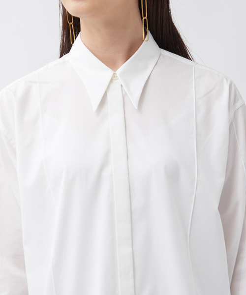 qualite（カリテ）の「ロングポイントシャツ（シャツ/ブラウス・レディース・オフホワイト/ブルー・フリー）」の16枚目の写真