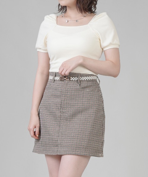 SPINNS（スピンズ）の「【セットアップ対応商品】チェックデザイン ミニスカート（スカート・レディース・ブラウン系1/ベージュ系1/ベージュ系2/グレー系2・ONESIZE）」の7枚目の写真