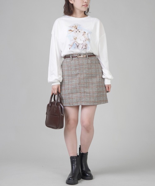 SPINNS（スピンズ）の「【セットアップ対応商品】チェックデザイン ミニスカート（スカート・レディース・ブラウン系1/ベージュ系1/ベージュ系2/グレー系2・ONESIZE）」の9枚目の写真
