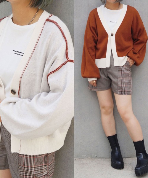 179/WG（イチナナキュウダブルジー）の「<4way>リバーシブルカーディガン（カーディガン/ボレロ・レディース・ブルー/オレンジ/チャコールグレー・FREE）」の3枚目の写真