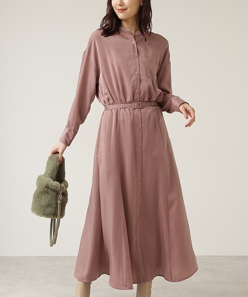 NATURAL BEAUTY BASIC（ナチュラルビューティーベーシック）の「ｐｅｔｉｔ　ｌｕｘｅ　フォルムシャツワンピース/0171240990（ワンピース・レディース・ブラウン/ベージュ/ピンク・SMALL/MEDIUM）」の3枚目の写真