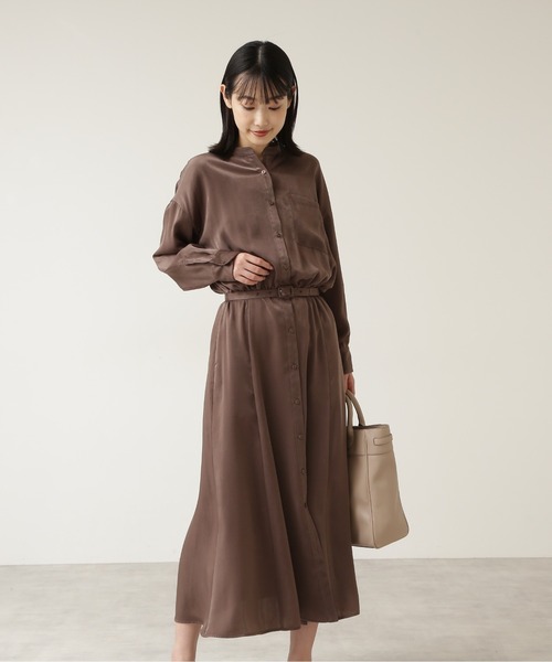 NATURAL BEAUTY BASIC（ナチュラルビューティーベーシック）の「ｐｅｔｉｔ　ｌｕｘｅ　フォルムシャツワンピース/0171240990（ワンピース・レディース・ブラウン/ベージュ/ピンク・SMALL/MEDIUM）」の5枚目の写真