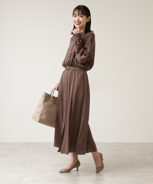 NATURAL BEAUTY BASIC（ナチュラルビューティーベーシック）の「ｐｅｔｉｔ　ｌｕｘｅ　フォルムシャツワンピース/0171240990（ワンピース・レディース・ブラウン/ベージュ/ピンク・SMALL/MEDIUM）」の6枚目の写真