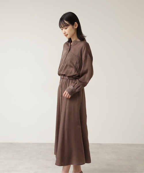 NATURAL BEAUTY BASIC（ナチュラルビューティーベーシック）の「ｐｅｔｉｔ　ｌｕｘｅ　フォルムシャツワンピース/0171240990（ワンピース・レディース・ブラウン/ベージュ/ピンク・SMALL/MEDIUM）」の8枚目の写真