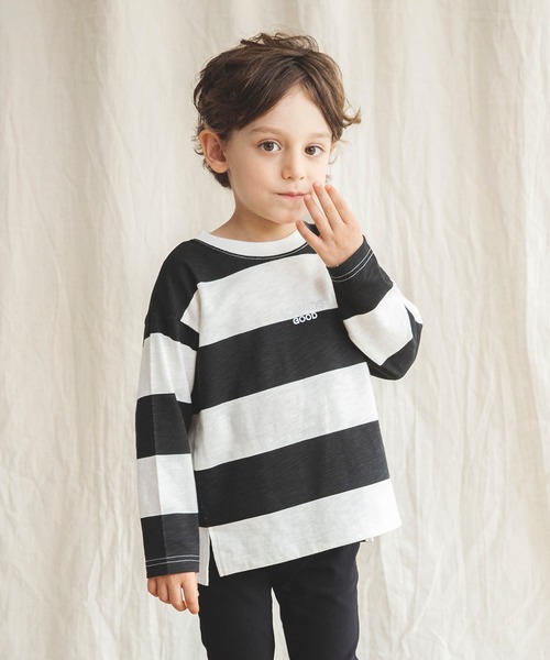 BRANSHES(ブランシェス)の「【シルバープリント】幅広ボーダー長袖Tシャツ(Tシャツ/カットソー・キッズ・ネイビー/ブラック・90cm/140cm/150cm/130cm/100cm/120cm/110cm)」の8枚目の写真