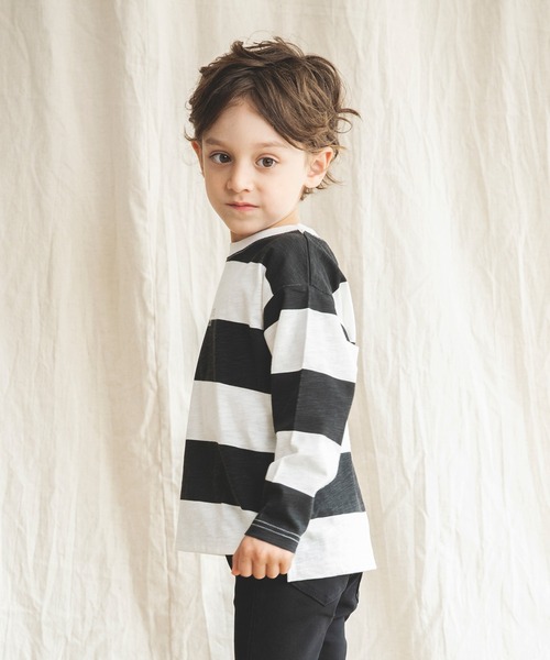 BRANSHES(ブランシェス)の「【シルバープリント】幅広ボーダー長袖Tシャツ(Tシャツ/カットソー・キッズ・ネイビー/ブラック・90cm/140cm/150cm/130cm/100cm/120cm/110cm)」の22枚目の写真