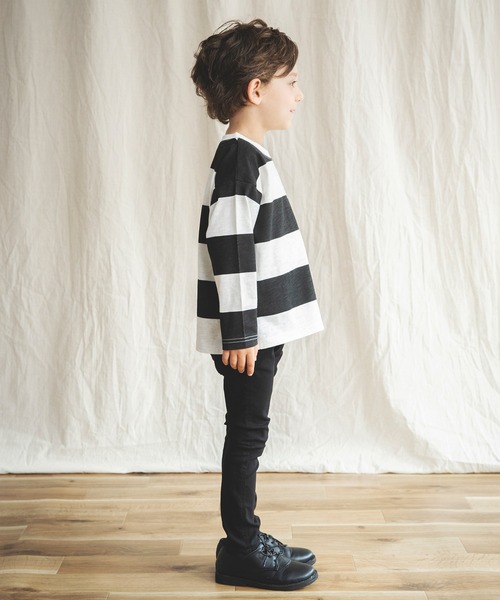 BRANSHES(ブランシェス)の「【シルバープリント】幅広ボーダー長袖Tシャツ(Tシャツ/カットソー・キッズ・ネイビー/ブラック・90cm/140cm/150cm/130cm/100cm/120cm/110cm)」の18枚目の写真