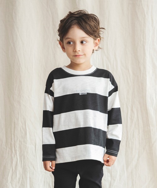 BRANSHES(ブランシェス)の「【シルバープリント】幅広ボーダー長袖Tシャツ(Tシャツ/カットソー・キッズ・ネイビー/ブラック・90cm/140cm/150cm/130cm/100cm/120cm/110cm)」の12枚目の写真