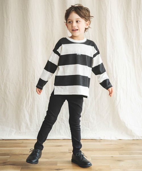 BRANSHES(ブランシェス)の「【シルバープリント】幅広ボーダー長袖Tシャツ(Tシャツ/カットソー・キッズ・ネイビー/ブラック・90cm/140cm/150cm/130cm/100cm/120cm/110cm)」の4枚目の写真