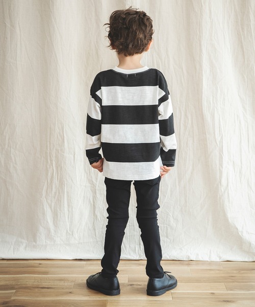 BRANSHES(ブランシェス)の「【シルバープリント】幅広ボーダー長袖Tシャツ(Tシャツ/カットソー・キッズ・ネイビー/ブラック・90cm/140cm/150cm/130cm/100cm/120cm/110cm)」の9枚目の写真