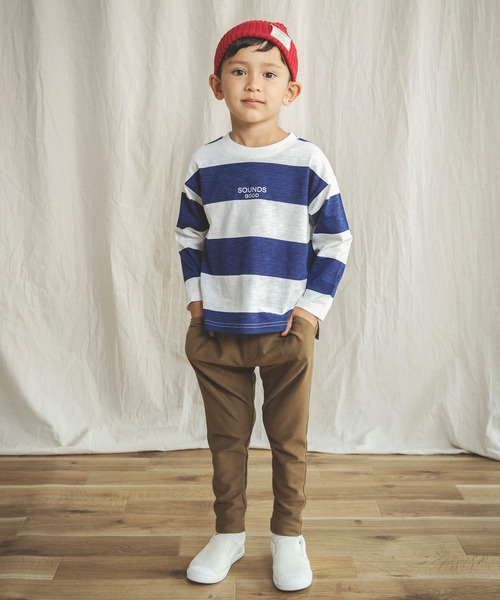 BRANSHES(ブランシェス)の「【シルバープリント】幅広ボーダー長袖Tシャツ(Tシャツ/カットソー・キッズ・ネイビー/ブラック・90cm/140cm/150cm/130cm/100cm/120cm/110cm)」の5枚目の写真