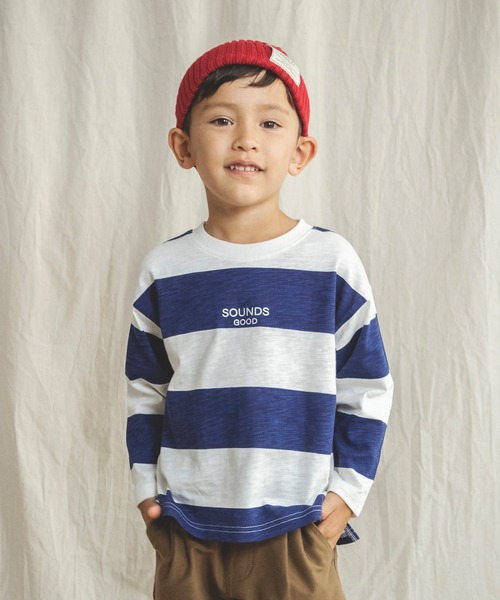 BRANSHES(ブランシェス)の「【シルバープリント】幅広ボーダー長袖Tシャツ(Tシャツ/カットソー・キッズ・ネイビー/ブラック・90cm/140cm/150cm/130cm/100cm/120cm/110cm)」の3枚目の写真
