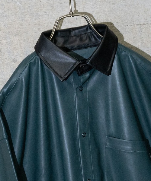 Naive magic（ナイーブマジック）の「【a】テックレザーシャツ（シャツ/ブラウス・メンズ・グレー系その他/グリーン/グレー/ブラック系その他/ブラック/グリーン系その他/アイボリー・LARGE/MEDIUM/X-LARGE）」の16枚目の写真