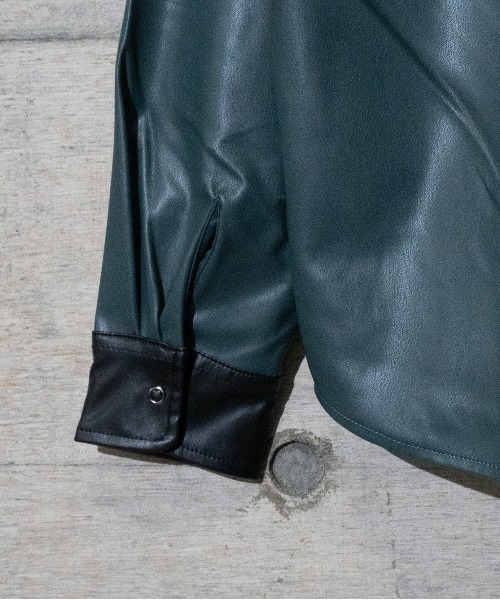 Naive magic（ナイーブマジック）の「【a】テックレザーシャツ（シャツ/ブラウス・メンズ・グレー系その他/グリーン/グレー/ブラック系その他/ブラック/グリーン系その他/アイボリー・LARGE/MEDIUM/X-LARGE）」の19枚目の写真