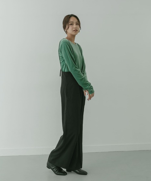 KBF+（ケービーエフプラス）の「KBF+　ベロアロングTシャツ∴（Tシャツ/カットソー・レディース・チャコールグレー/グリーン/ベージュ系その他・ONE）」の7枚目の写真