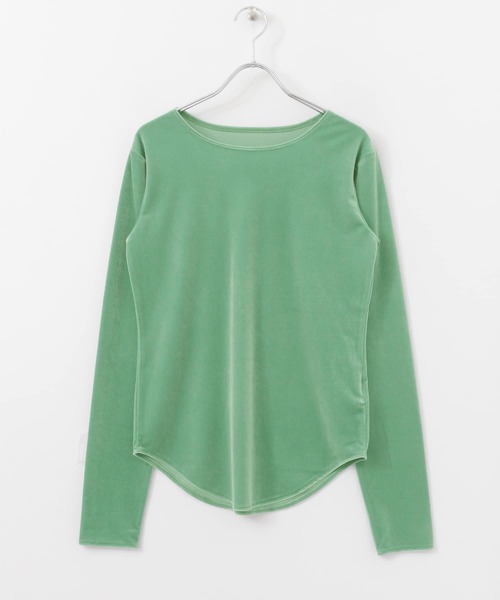 KBF+（ケービーエフプラス）の「KBF+　ベロアロングTシャツ∴（Tシャツ/カットソー・レディース・チャコールグレー/グリーン/ベージュ系その他・ONE）」の17枚目の写真