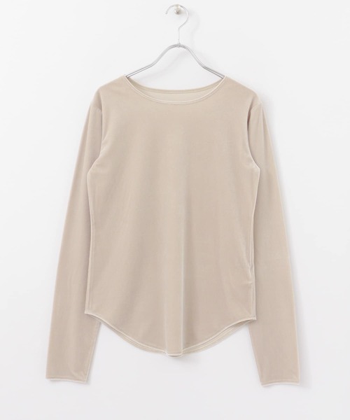 KBF+（ケービーエフプラス）の「KBF+　ベロアロングTシャツ∴（Tシャツ/カットソー・レディース・チャコールグレー/グリーン/ベージュ系その他・ONE）」の6枚目の写真