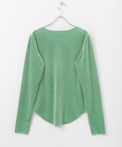 KBF+（ケービーエフプラス）の「KBF+　ベロアロングTシャツ∴（Tシャツ/カットソー・レディース・チャコールグレー/グリーン/ベージュ系その他・ONE）」の9枚目の写真