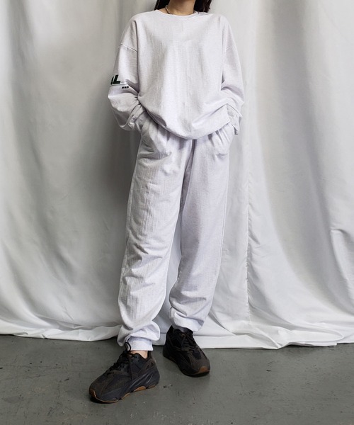 me+em select（ミームセレクト）の「【上下2点セット】ストリートロゴスウェット＆ジョガーパンツルームウェア≪ NEW COLOR新登場！ ≫（ルームウェア/パジャマ・レディース・グレー/ライトグレー/ブラック/ベージュ/ブルー/ピンク/カーキ・FREE）」の14枚目の写真